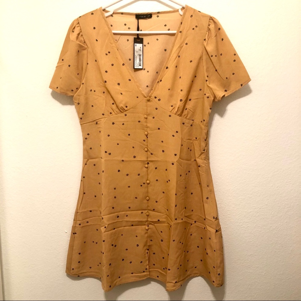 Cotton On Deep V Puff Sleeve Mini Dress